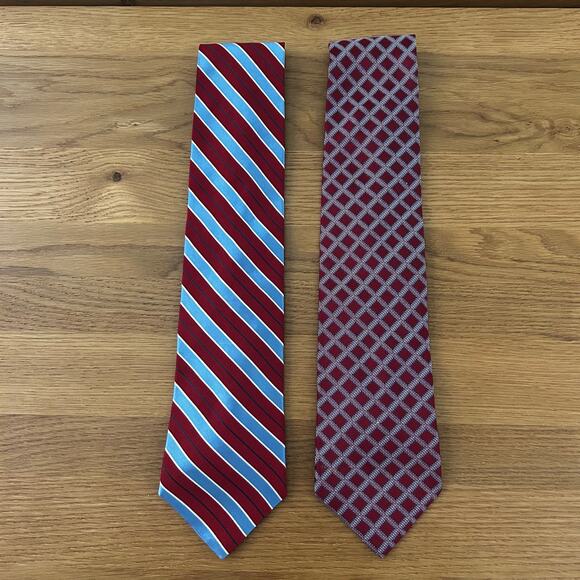 Vintage 100% Silk Tommy Hilfiger Blue & Red Ties neckties Preppy Academia formal - Picture 1 of 9